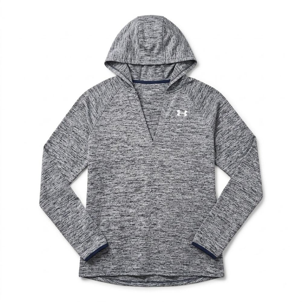 Under Armour Tech Twist Hoodie Tee Heather Gray Long Sleeve Womens Small